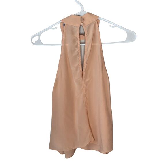 Keepsake the Label Sleeveless Light Blush Silk Top V Neck Halter Keyhole Back - Picture 2 of 8